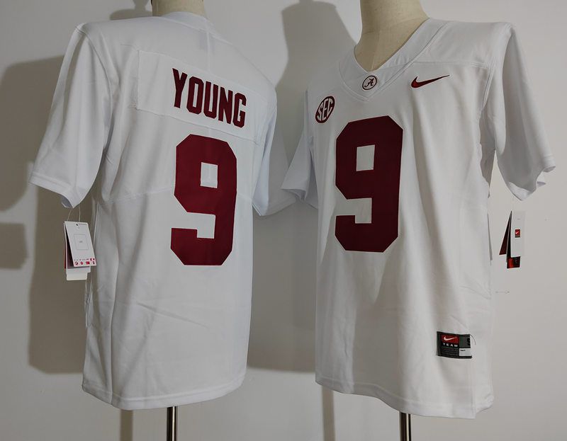 Men Alabama Crimson Tide #9 Young White 2024 Nike Vapor NCAA Jersey